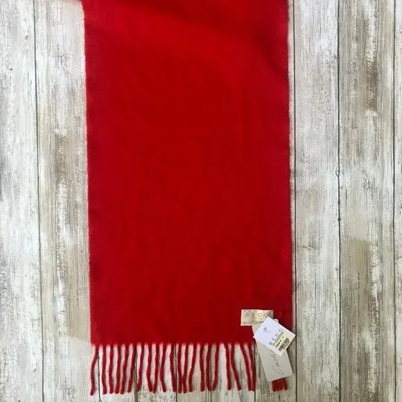 BEGG Scotland Cashmere Scarf 12” x 60” Arran Regal Red NEW Luxury Preppy